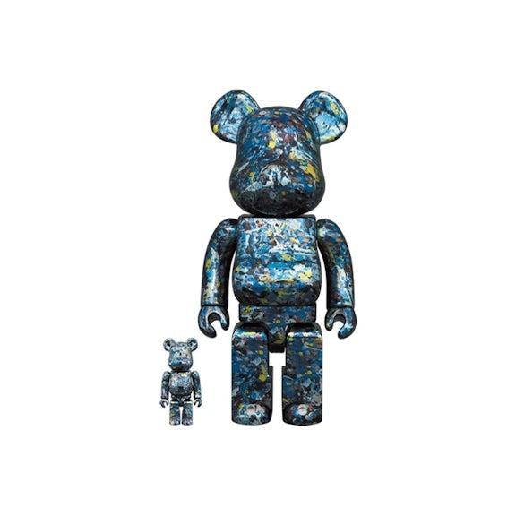 400% & 100% Bearbrick -setti – Jackson Pollock Studio (Chrome-versio)