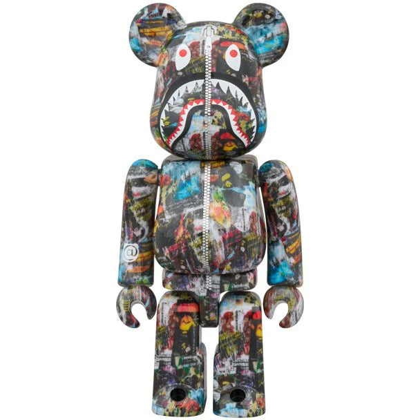 400% & 100% Bearbrick 3 pcs sæt - BAPE(R) LEGACY CAMO SHARK (Grey ver.)
