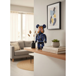 400% & 100% Bearbrick sæt - Camo Tiger by BAPE (Blue ver.)