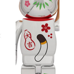 1000% Bearbrick - Peko-Chan Maneki Neko (Silver)