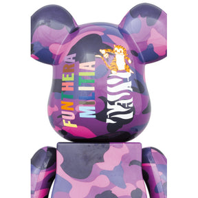 400% ja 100% Bearbrick-setti - BAPE:n Camo Tiger (violetti versio)