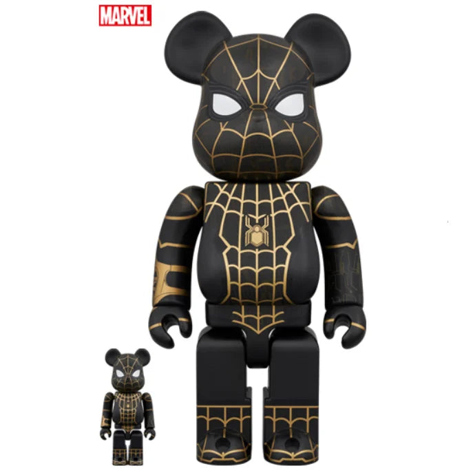 400% & 100% Bearbrick - Spiderman - No Way Home (Black & Gold Suit)